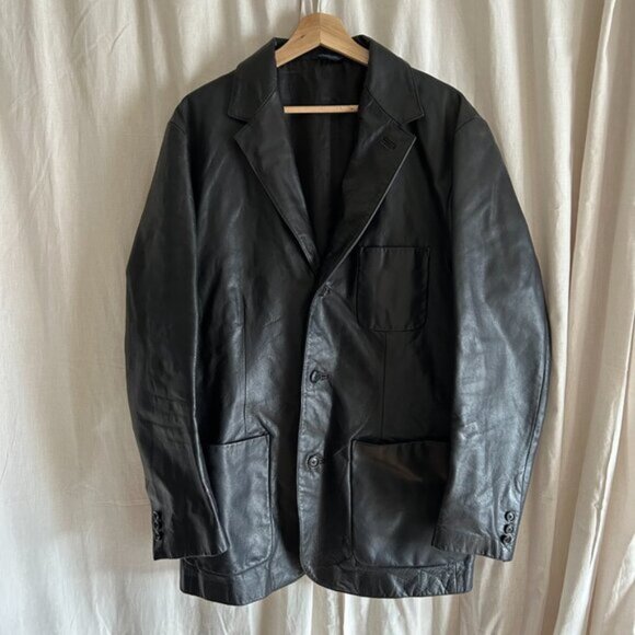 Vintage Y2K GAP Genuine Leather Blazer Jacket size M - Picture 1 of 14